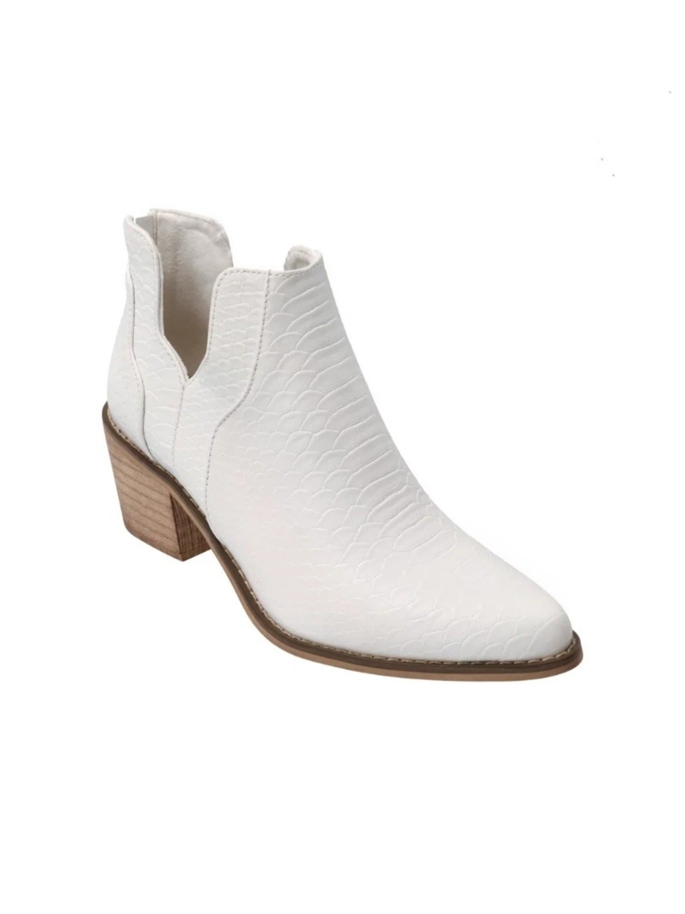 White Pierre Dumas Snakeskin Pointed Toe Booties Size 8